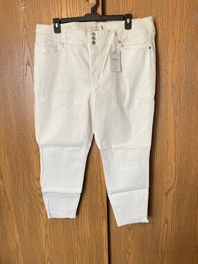 TORRID 22R DENIM JEGGING WHITE RAW HEM NWT STRETCHY TRIPLE BUTTON FRONT